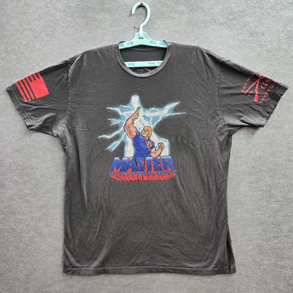 Grunt Style Men Shirt XL Gray Graphic He-Man Tee Logo Short Sleeve